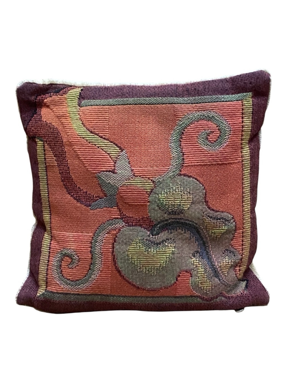 Vintage Antique Vintage Needlepoint Small Throw Pillow Tulip Flower Stuffed